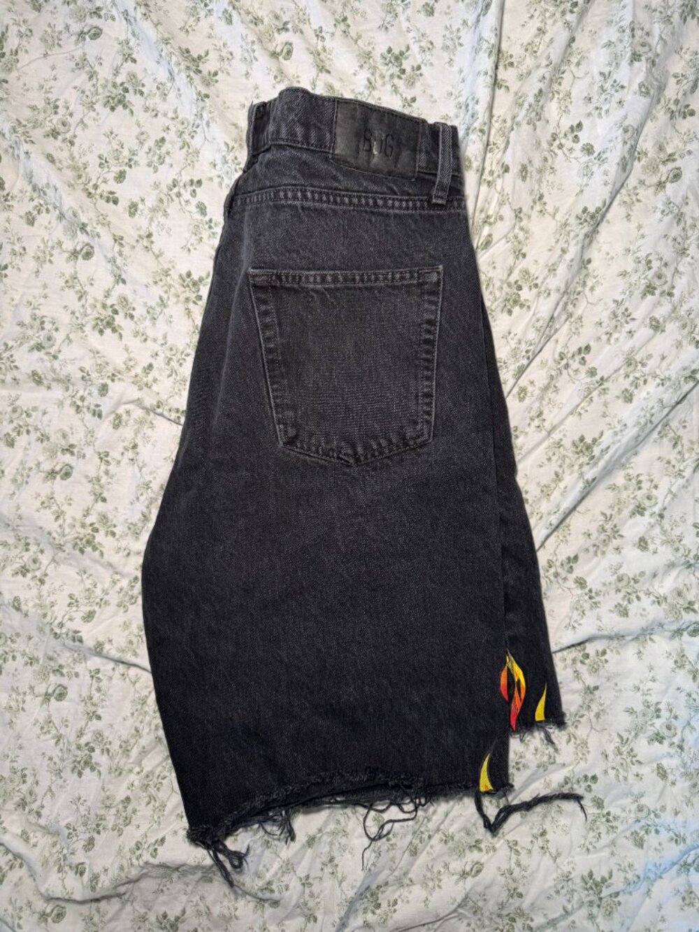 BDG Urban Outfitters Black Jack Denim Shorts with Flame Details - Picture 6 of 13
